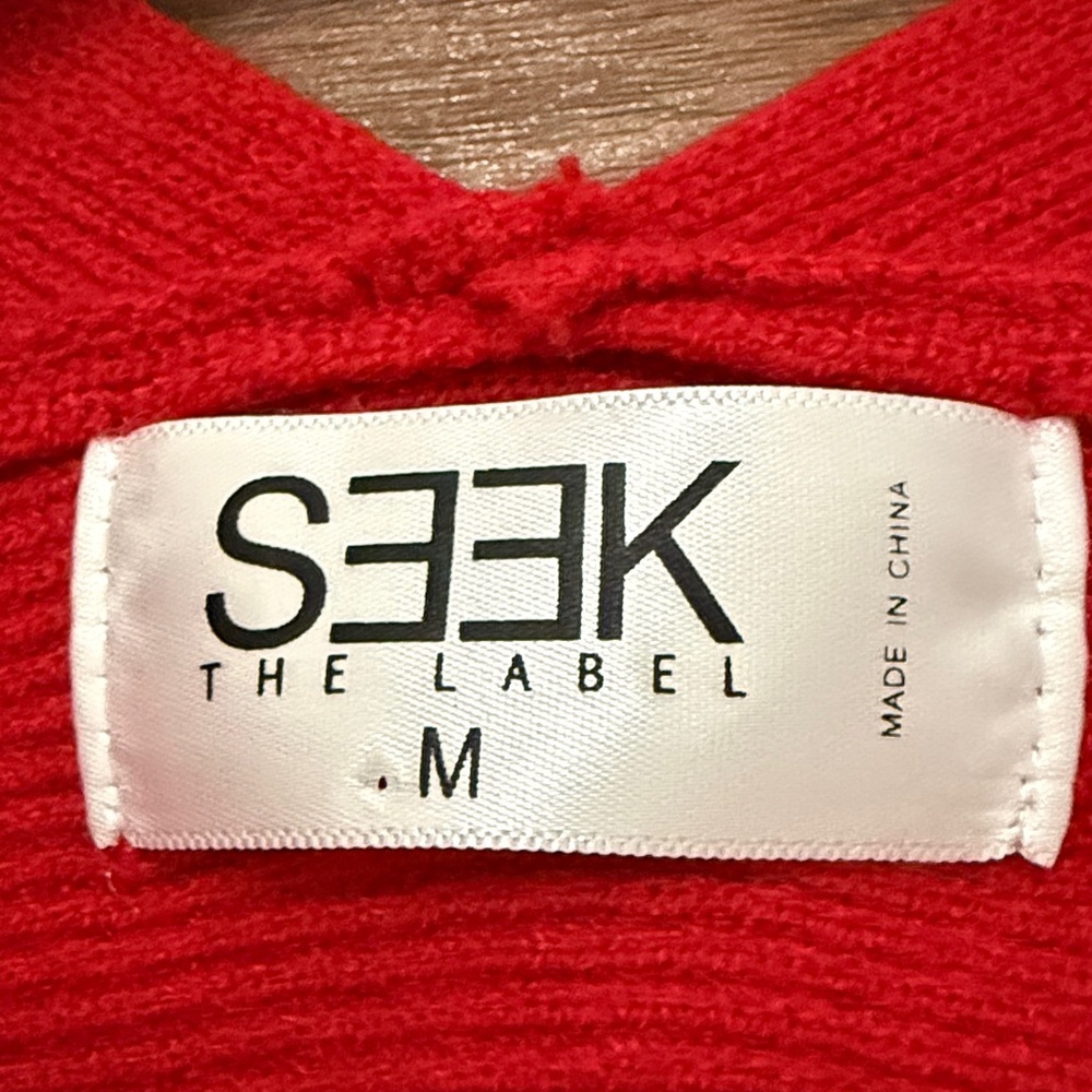 Seek The Label Red Tie Front Wrap Ribbed Cardigan. Women’s Size Medium. - Picture 6 of 8